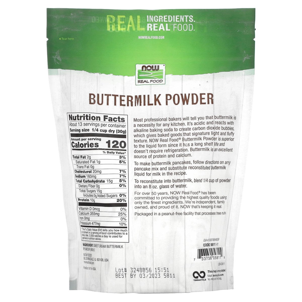 NOW Foods, Real Food, maślanka w proszku, 397 g
