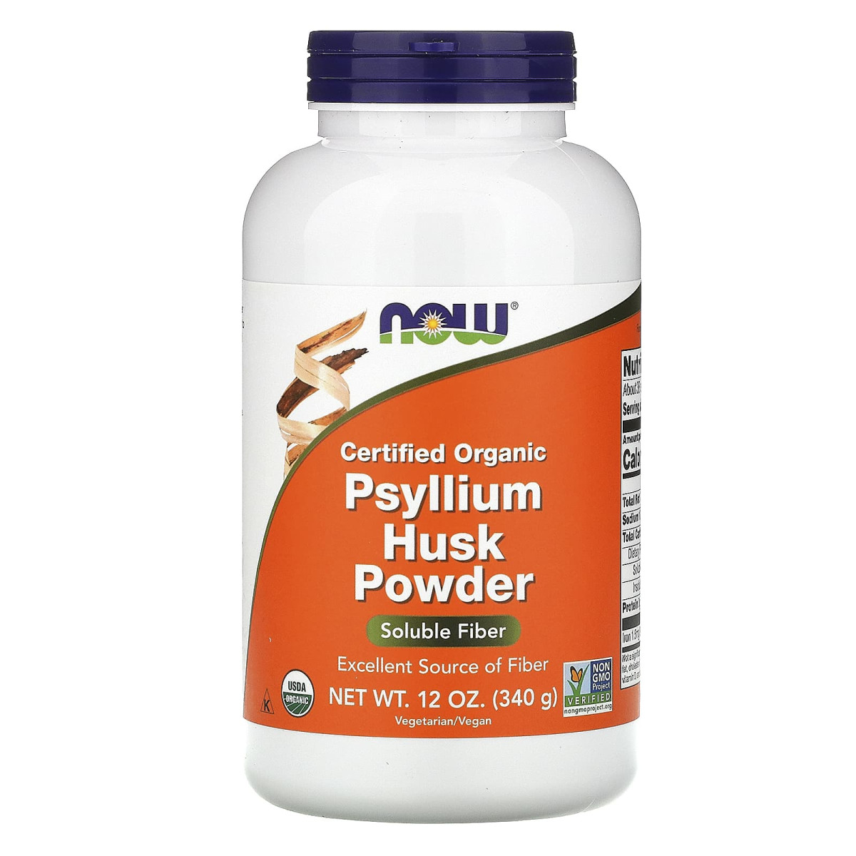 NOW Foods, Certified Organic, sproszkowana łuska babki płesznik, 340 g