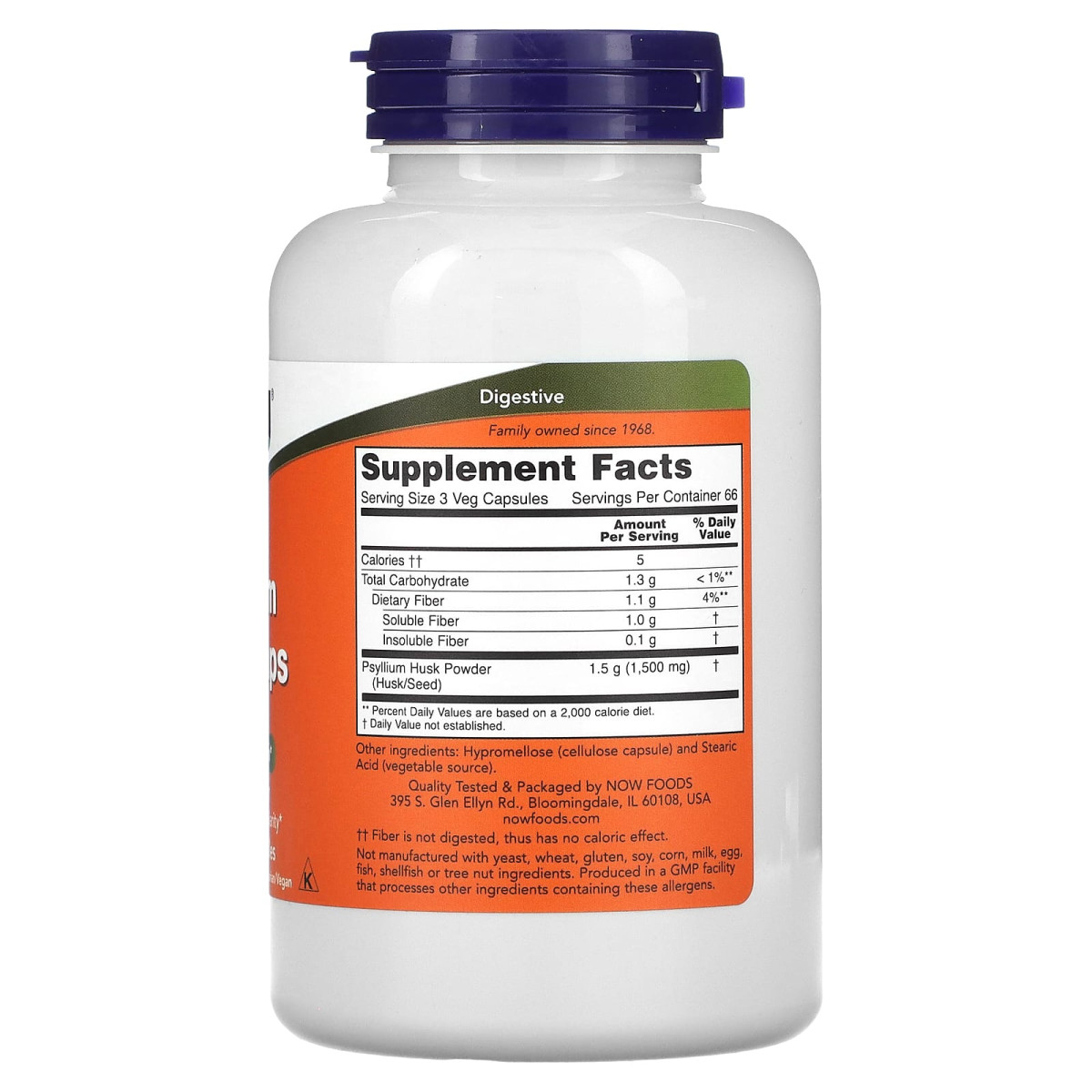 NOW Foods, Kapsułki Psyllium Hush, 200 kapsułek roślinnych (500 mg na kapsułkę)