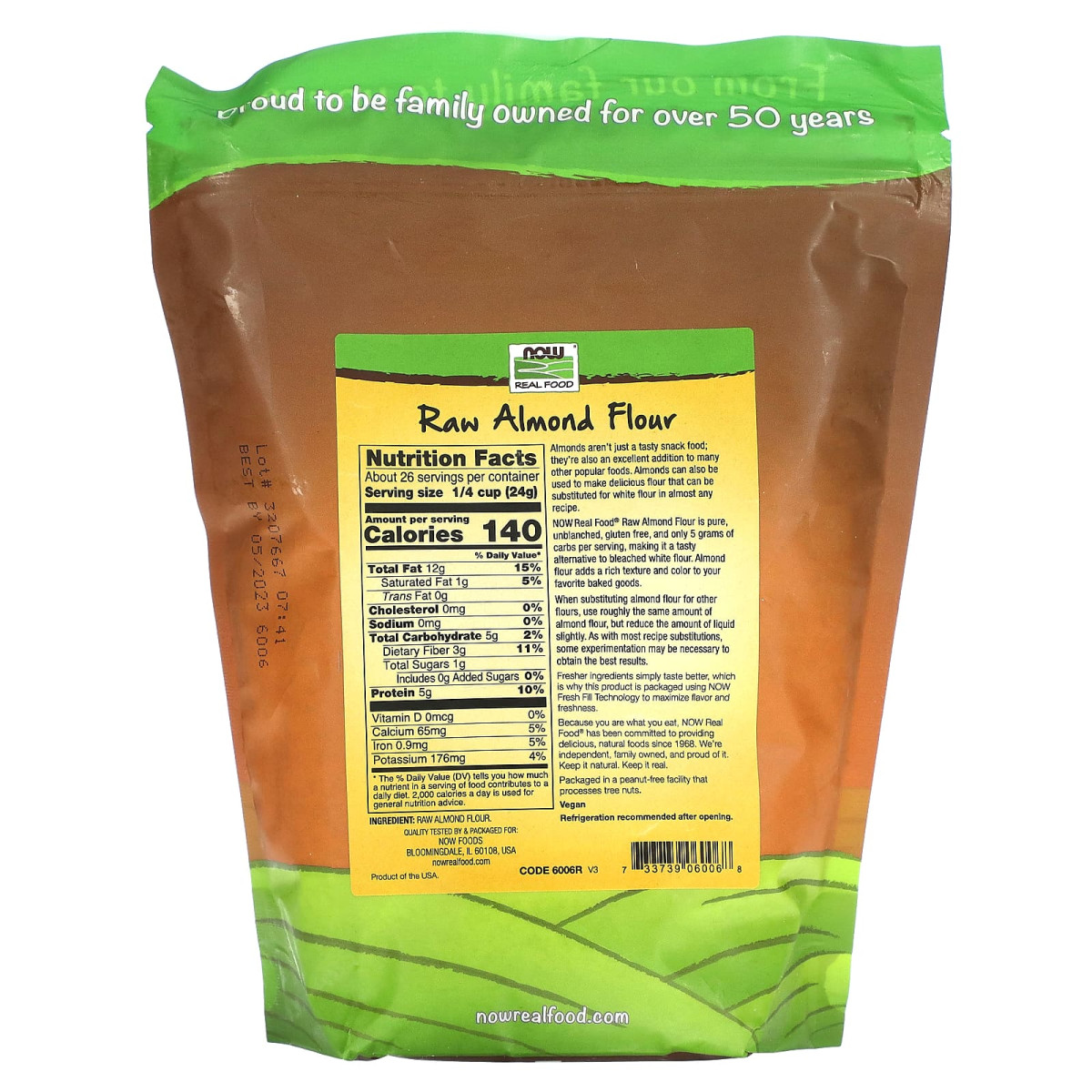 NOW Foods, Real Food, surowa mąka migdałowa, 624 g