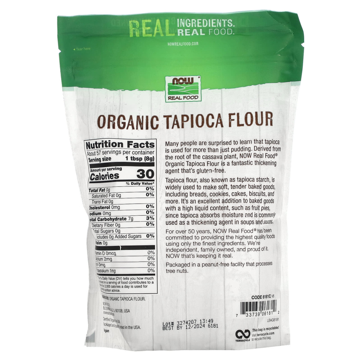 NOW Foods, Organiczna mąka z tapioki, 454 g