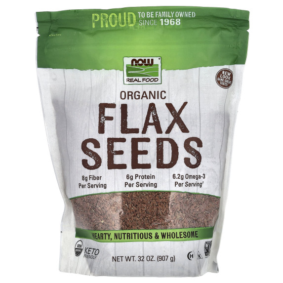 NOW Foods, Real Food, organiczne nasiona lnu, 907 g