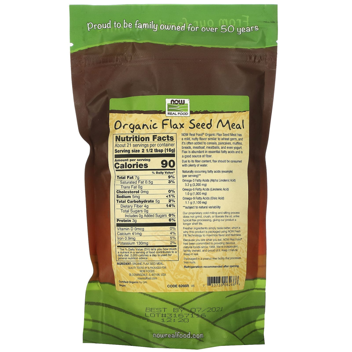 NOW Foods, Real Food, organiczne mączka z nasion lnu, 340 g