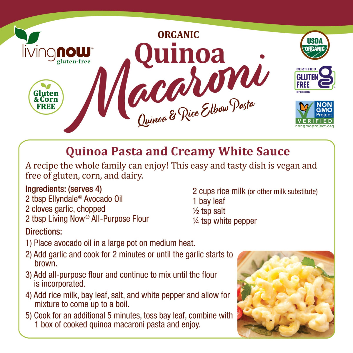 NOW Foods, Organiczny makaron z komosą ryżową, bezglutenowy, 227 g