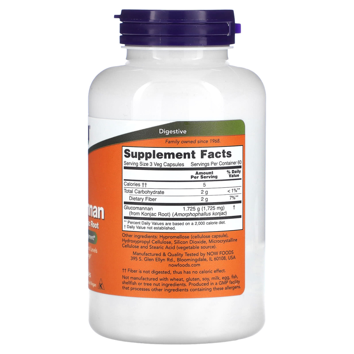 NOW Foods, Glukomannan, 180 kapsułek roślinnych (575 mg na kapsułkę)