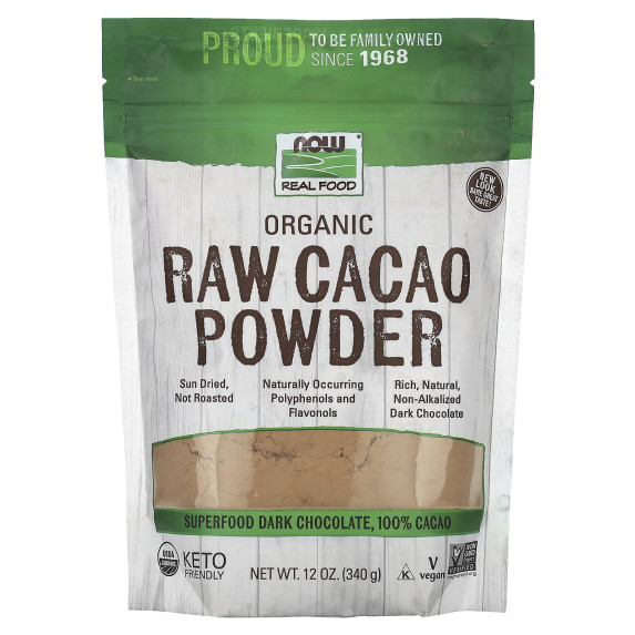 NOW Foods, Real Food, organiczne surowe kakao w proszku, 340 g