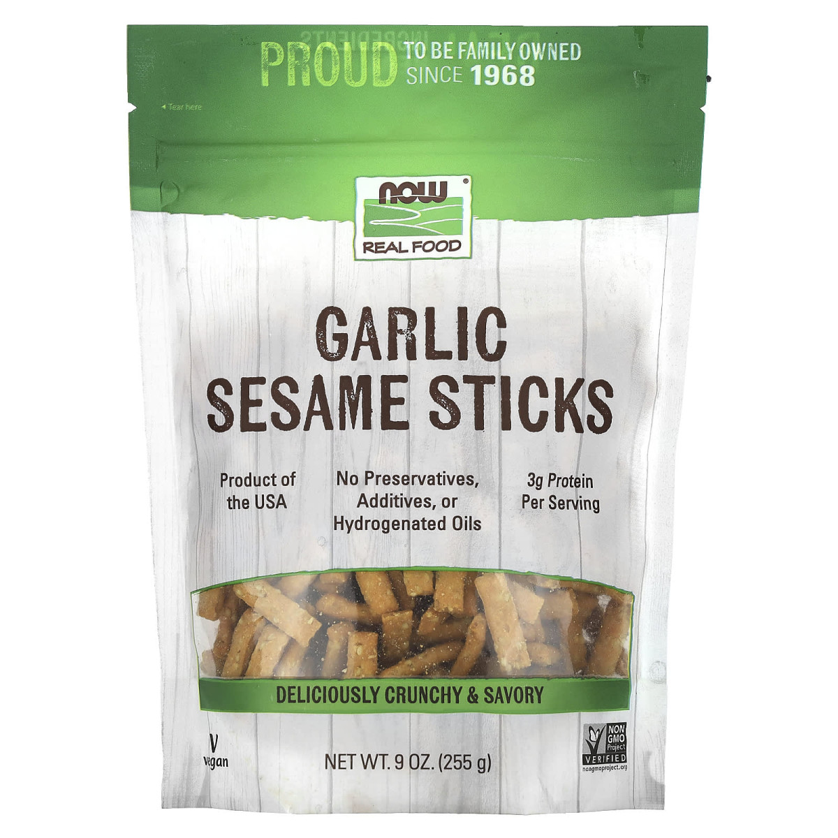 NOW Foods, Czosnek, paluszki sezamowe, 255 g