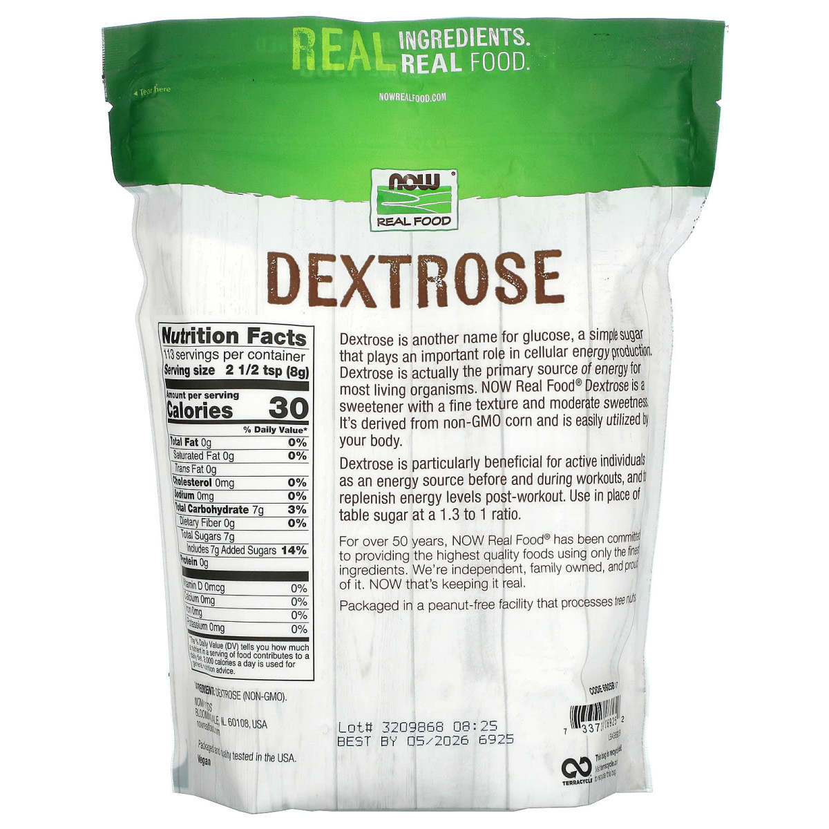 NOW Foods, Real Food, dekstroza, 907 g