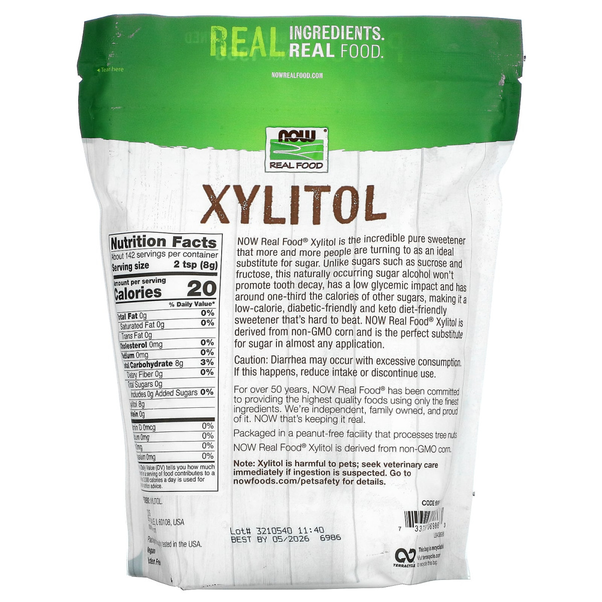 NOW Foods, Real Food, ksylitol, 1134 g