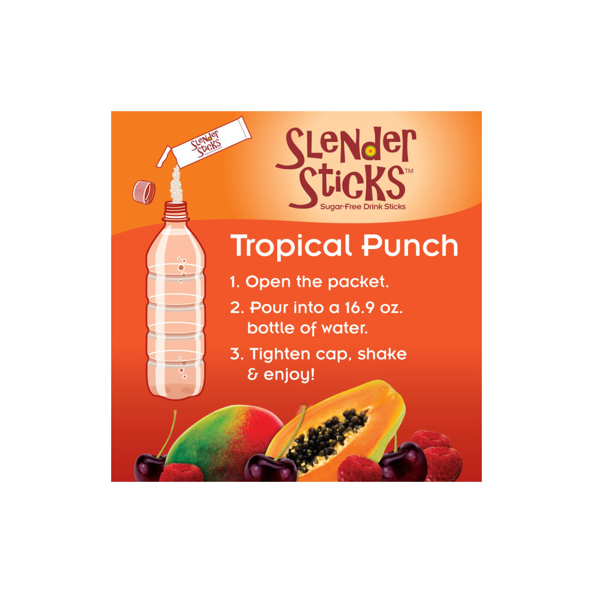NOW Foods, Slender Sticks, tropikalny poncz, 12 pałeczek po 5 g