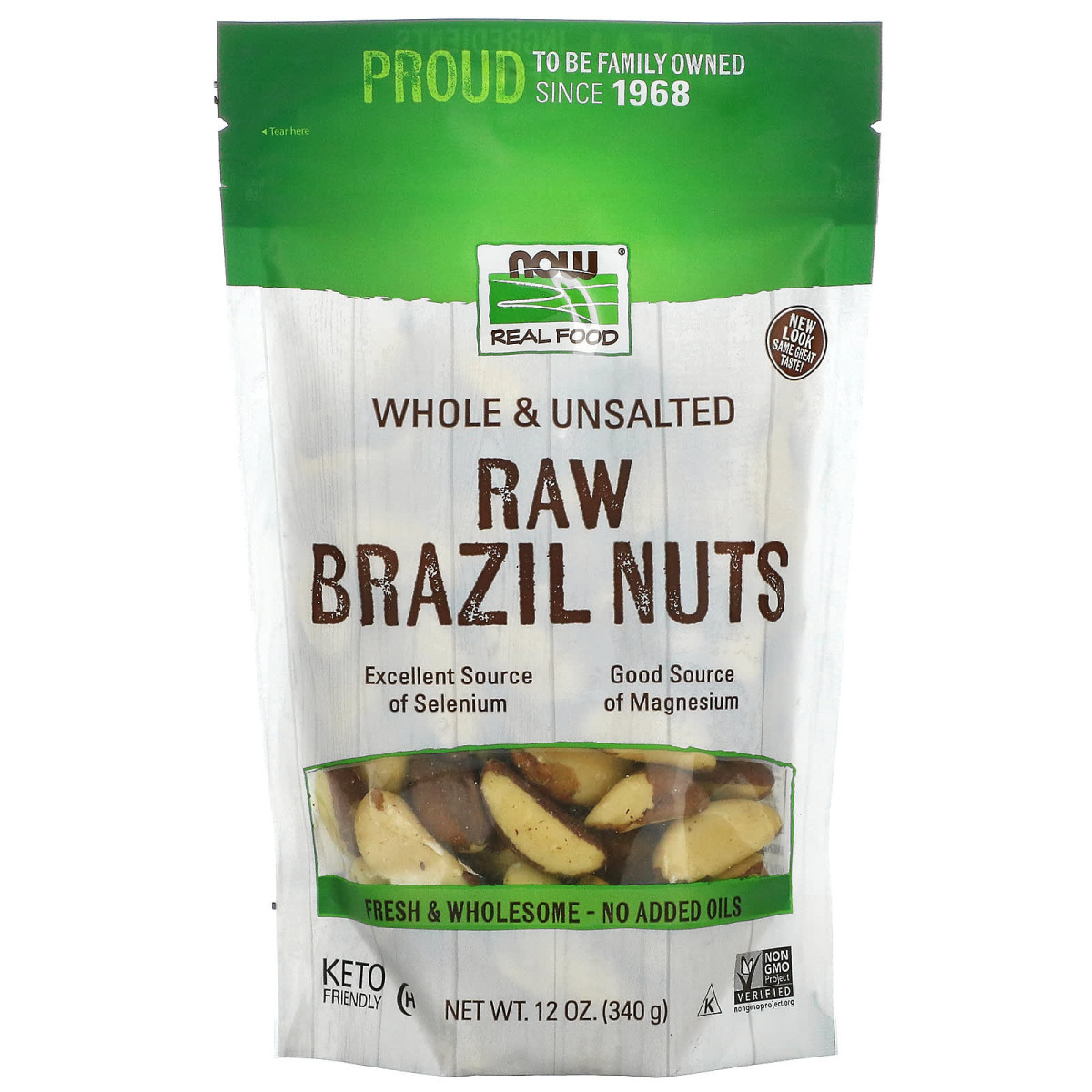 NOW Foods, Real Food, surowe orzechy brazylijskie, całe, niesolone, 340 g