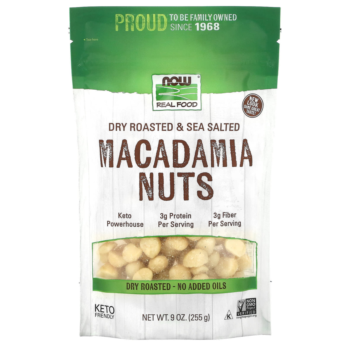 NOW Foods, Real Food, orzechy makadamia, prażone na sucho, solone, 255 g
