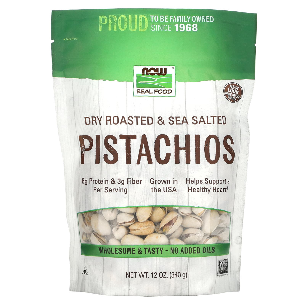 NOW Foods, Real Food, pistacje prażone i solone w morzu, 340 g