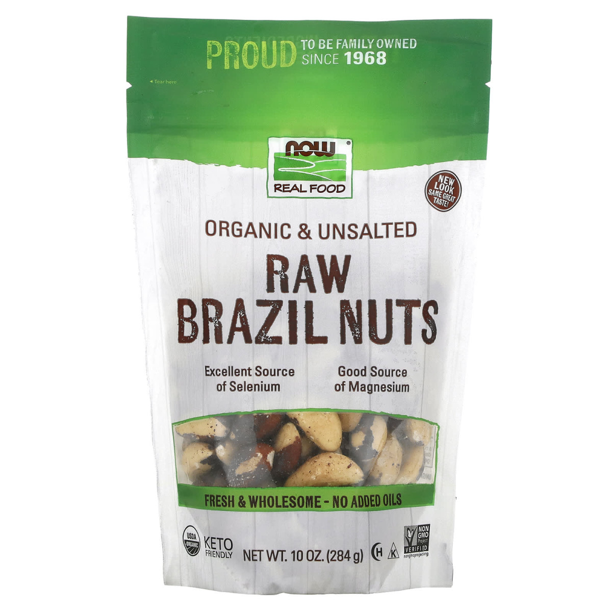 NOW Foods, Real Food, organiczne orzechy brazylijskie, niesolone, 284 g