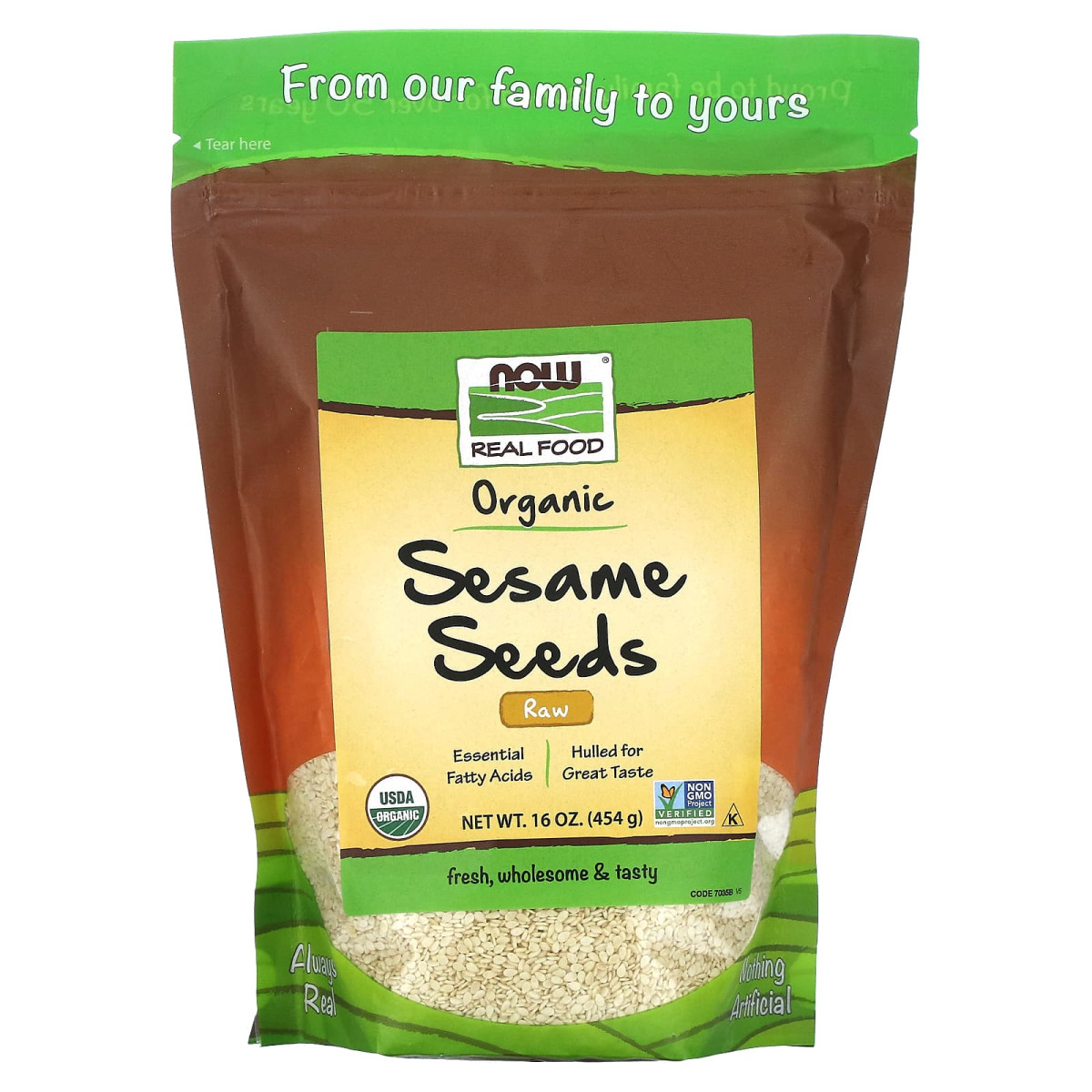 NOW Foods, Real Food, organiczne surowe nasiona sezamu, 454 g