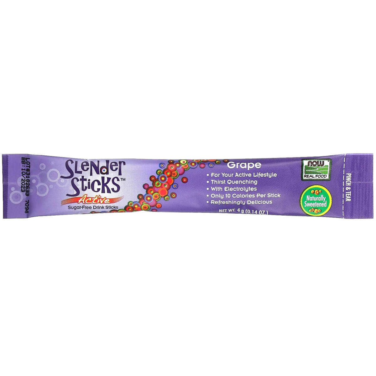 NOW Foods, Real Food, Slender Sticks, Active, Winogrono, 12 paluszków, 48 g