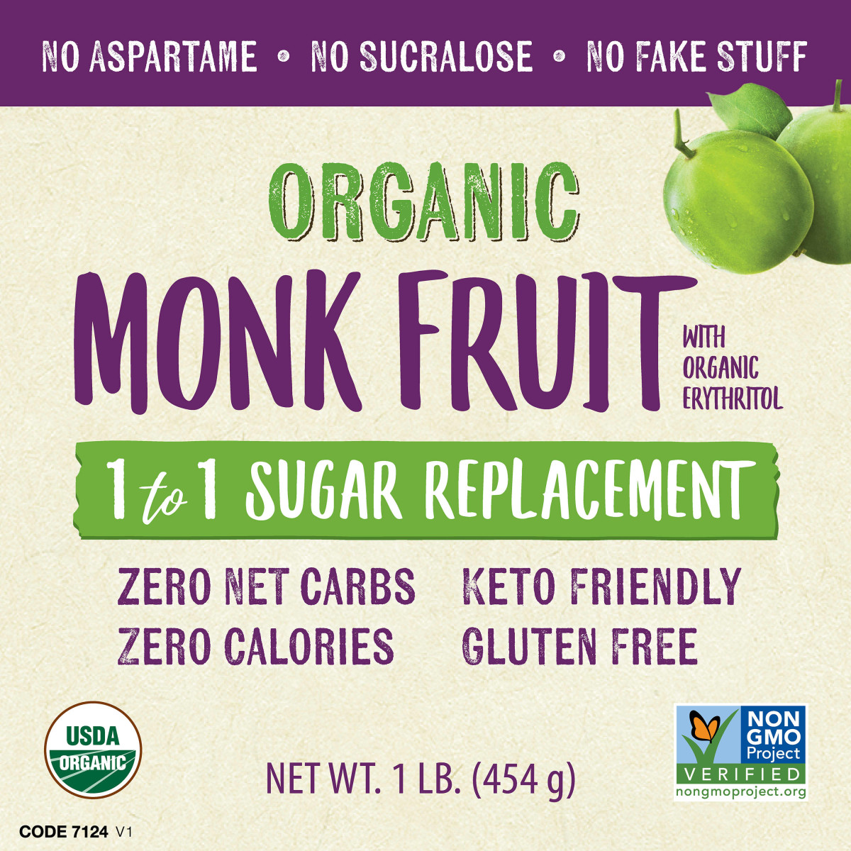 NOW Foods, Real Food, organiczne owoce mnicha, zamiennik cukru 1 w 1, 454 g