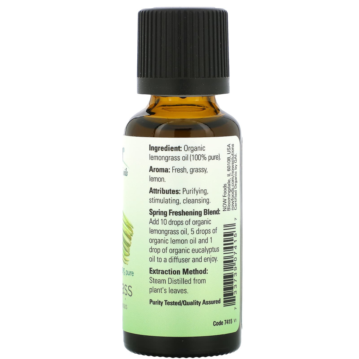 NOW Foods, Organiczne olejki eteryczne, trawa cytrynowa, 30 ml