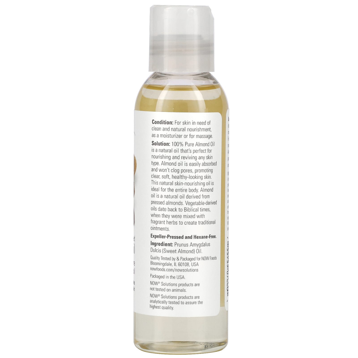 NOW Foods, Solutions, Olej ze słodkich migdałów, 118 ml