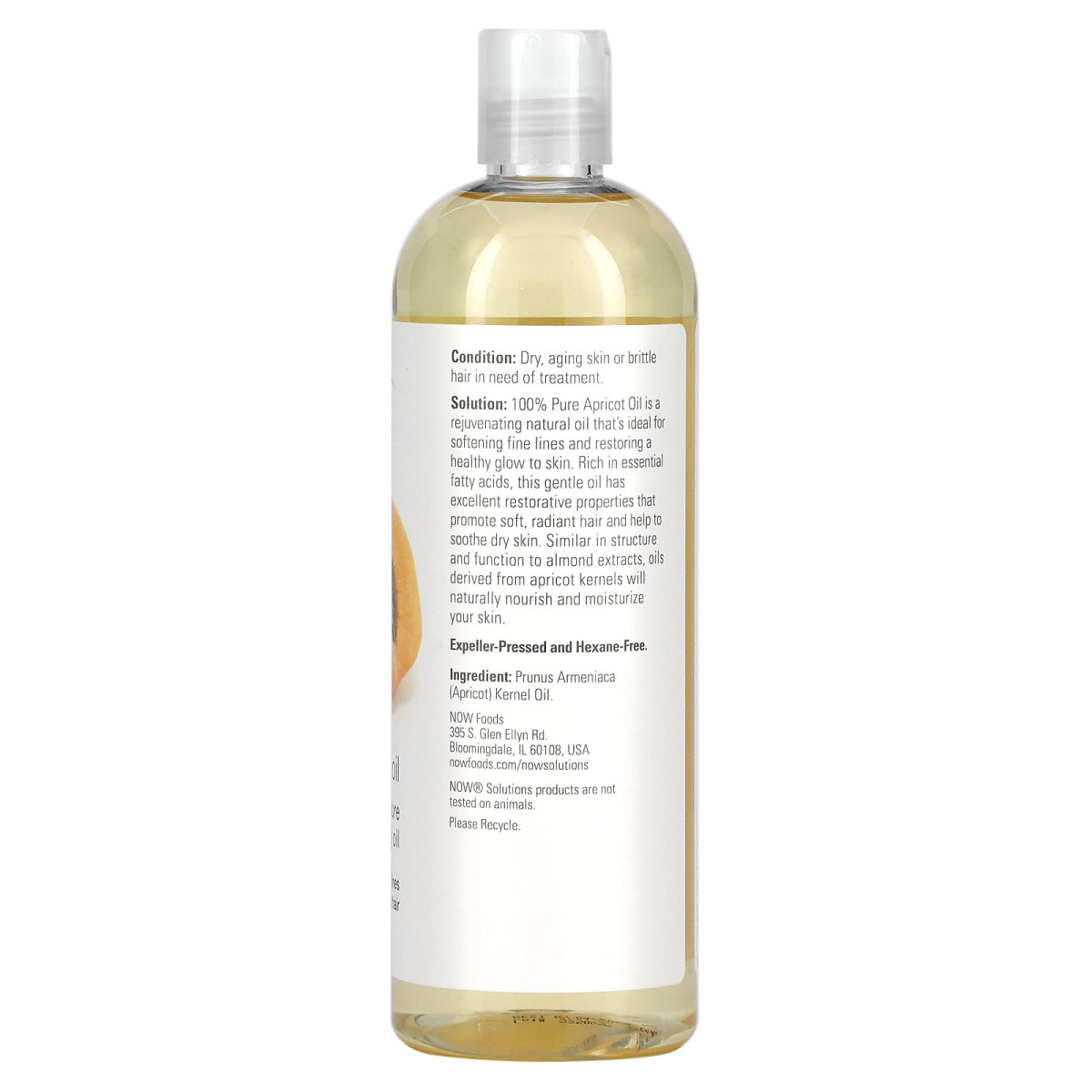 NOW Foods, Solutions, olejek morelowy, 473 ml