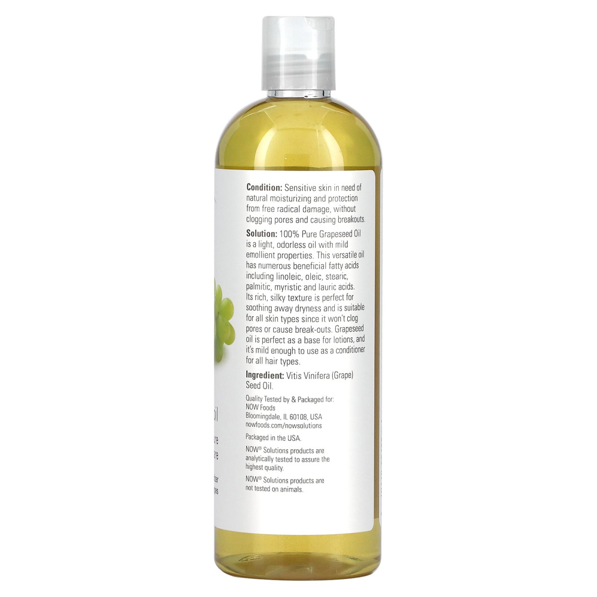 NOW Foods, Solutions, olej z pestek winogron, 473 ml