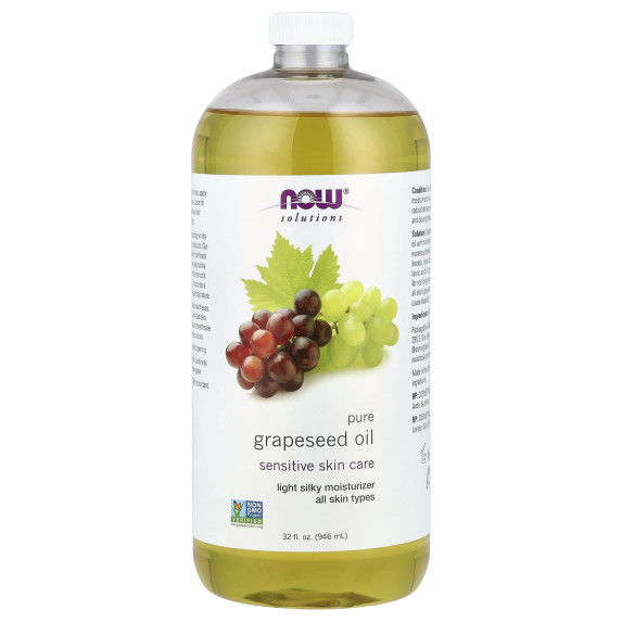 NOW Foods, Solutions, Czysty olej z pestek winogron, wszystkie rodzaje skóry, 946 ml