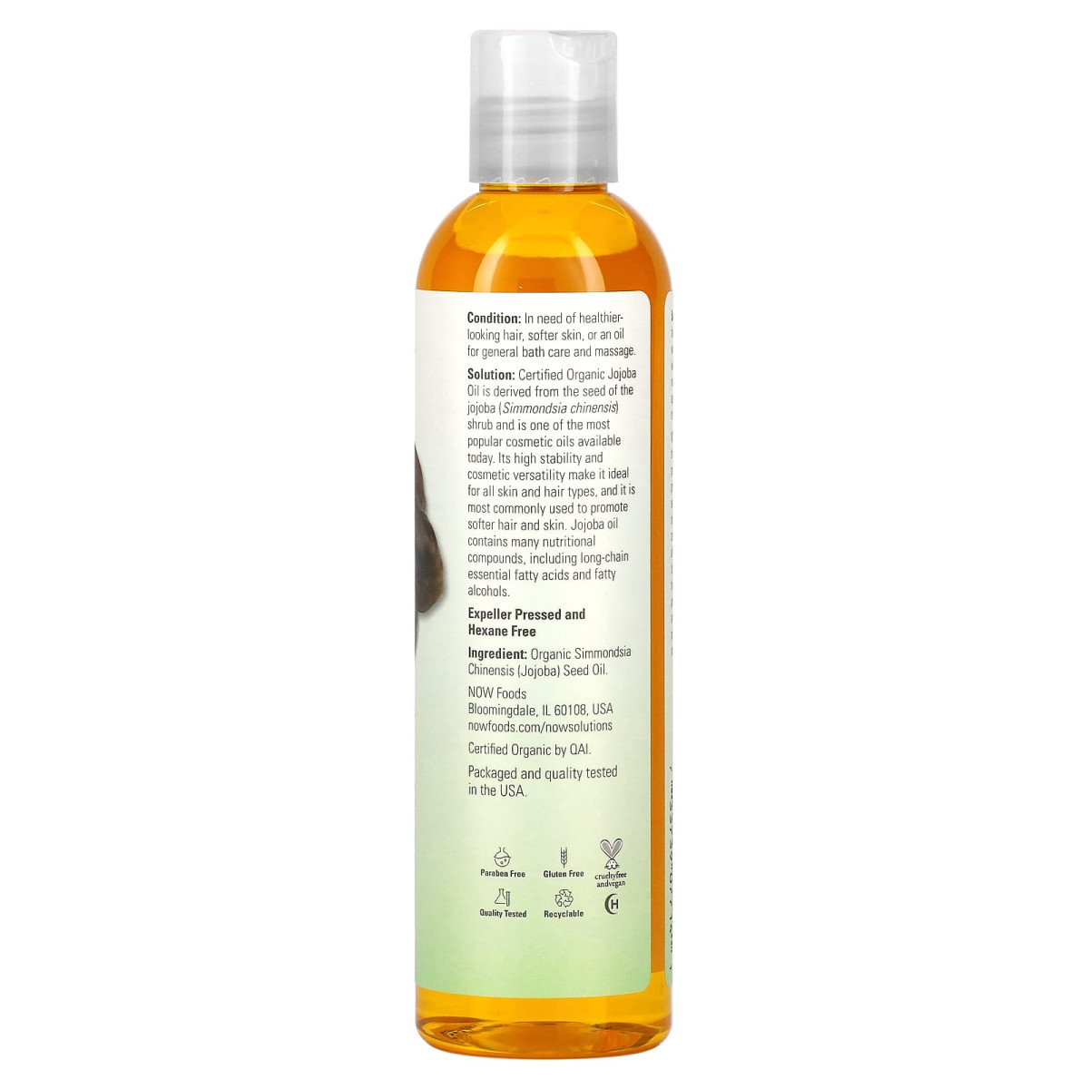 NOW Foods, Solutions, Organiczny olej jojoba, 237 ml