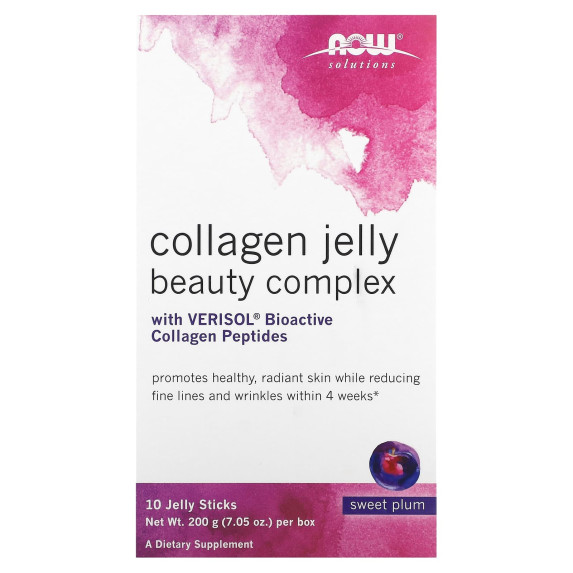 NOW Foods, Solutions, Collagen Jelly Beauty Complex, Słodka śliwka, 10 galaretek, po 20 g