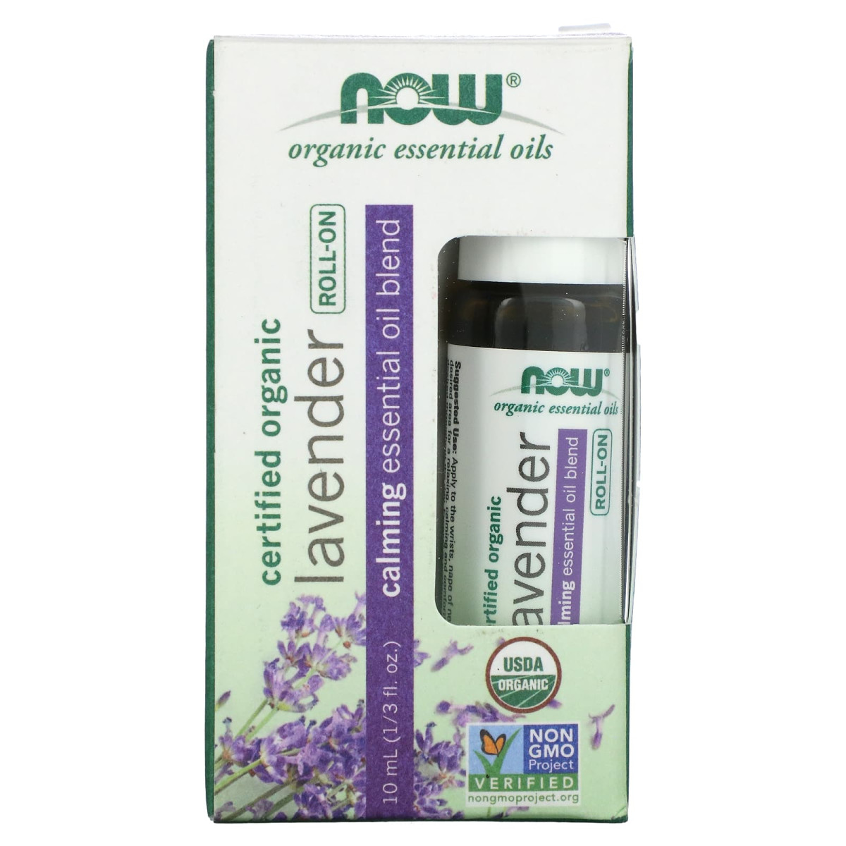 NOW Foods, Certyfikowany organiczny lawendowy roll-on w kulce, 1/3 fl oz (10 ml)