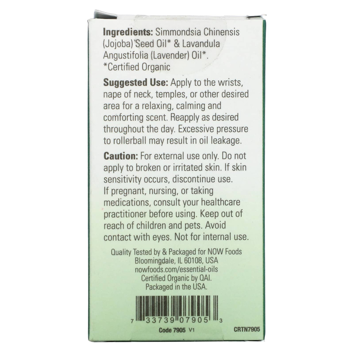 NOW Foods, Certyfikowany organiczny lawendowy roll-on w kulce, 1/3 fl oz (10 ml)
