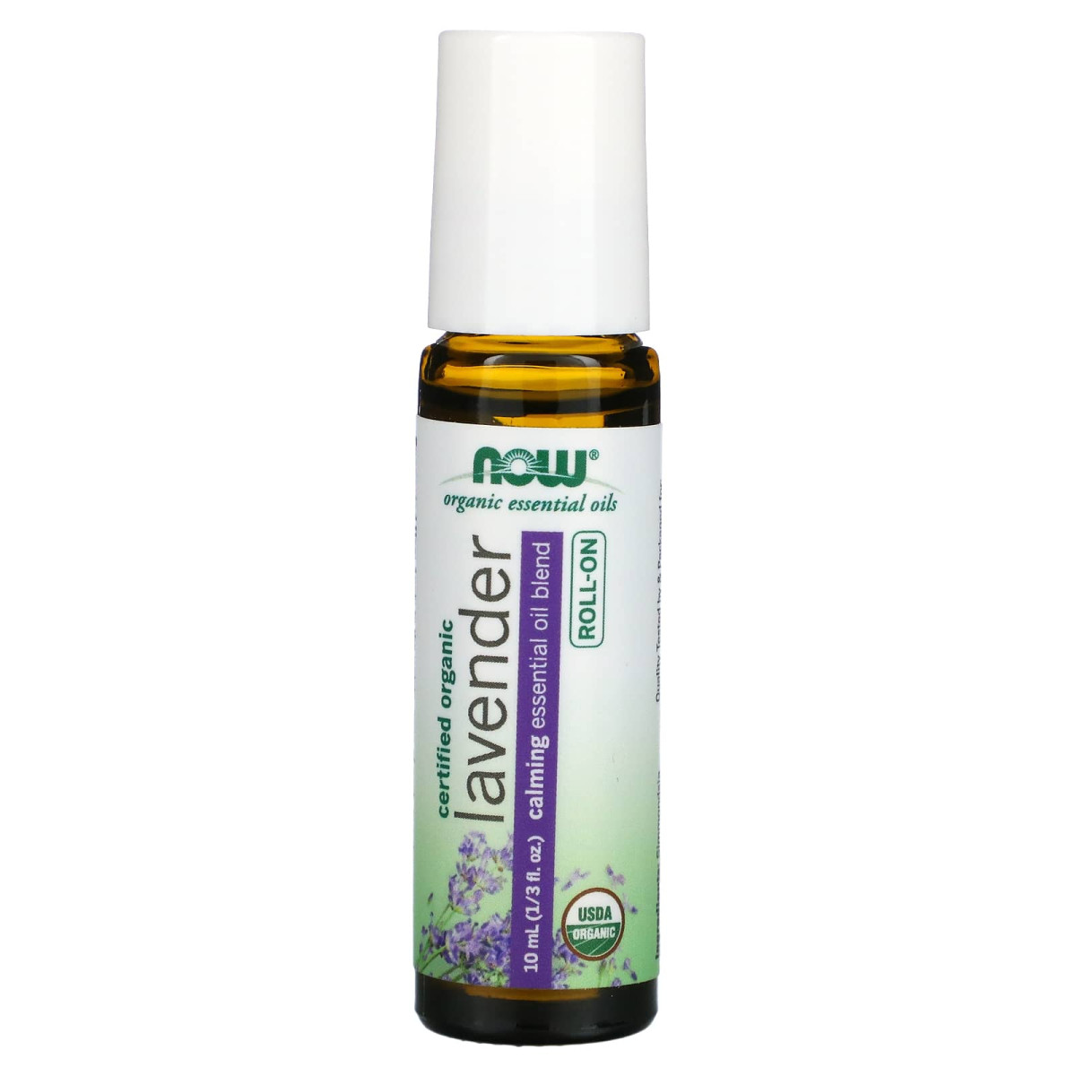 NOW Foods, Certyfikowany organiczny lawendowy roll-on w kulce, 1/3 fl oz (10 ml)