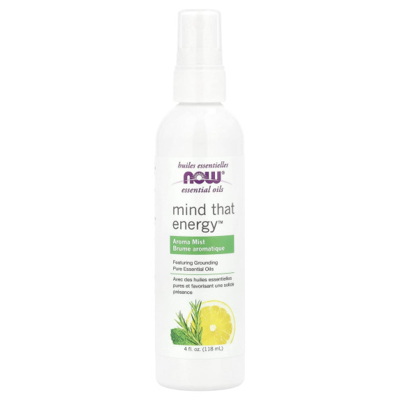 NOW Foods, Olejki eteryczne, mgiełka aromatyczna Mind That Energy™, 118 ml