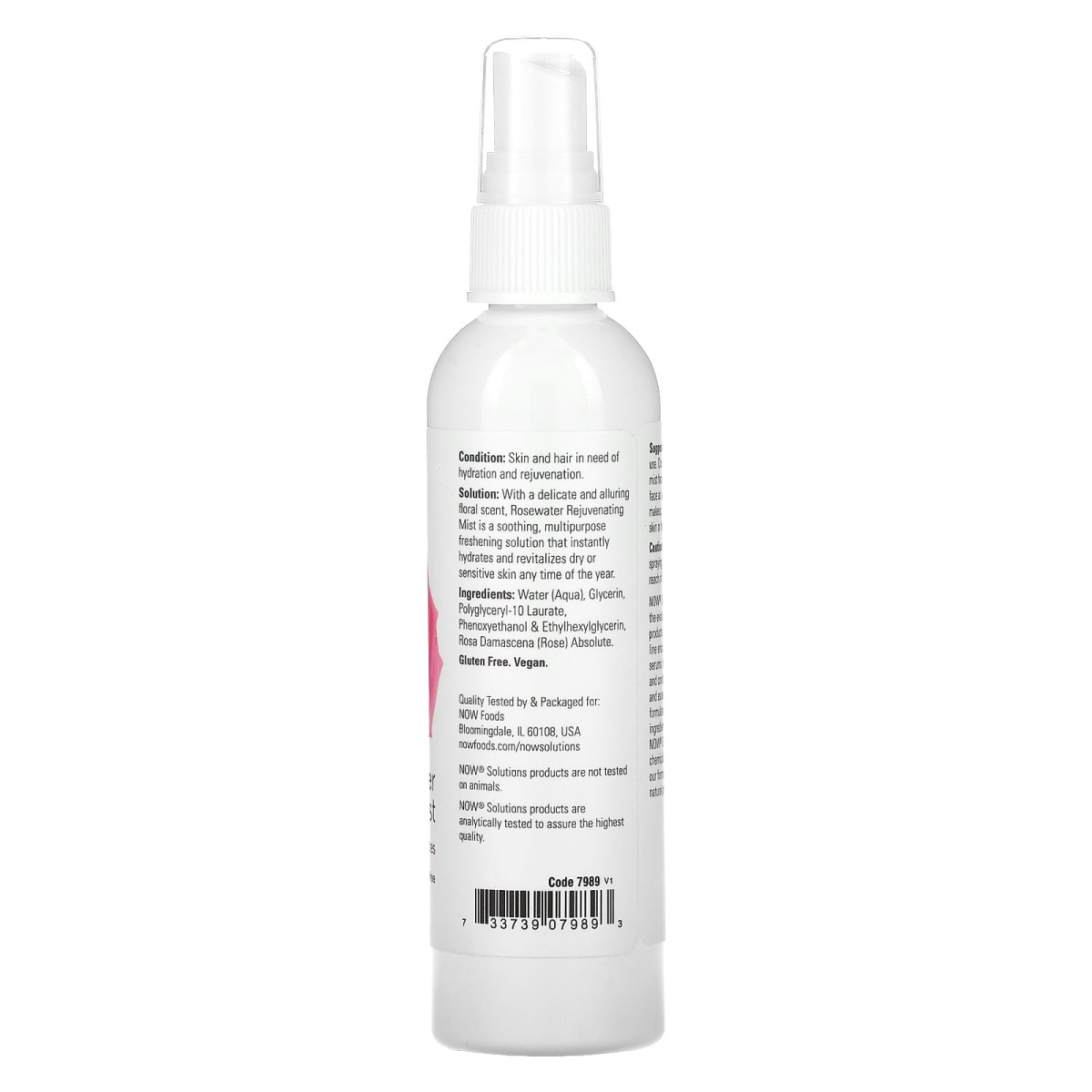 NOW Foods, Solutions, Spray odmładzający z wodą różaną, 118 ml