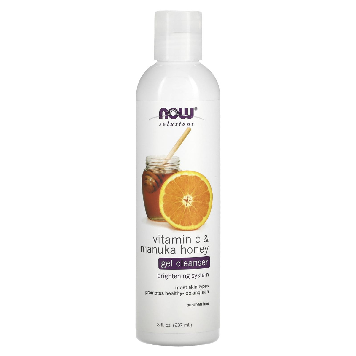 NOW Foods, Solutions, płyn do mycia twarzy, witamina C i miód manuka, 237 ml