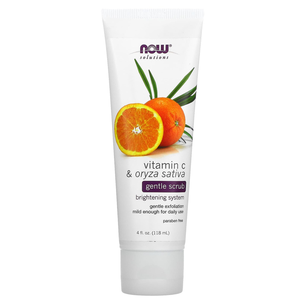 NOW Foods, Solutions, Gentle Scrub, witamina C i Oryza sativa, 118 ml