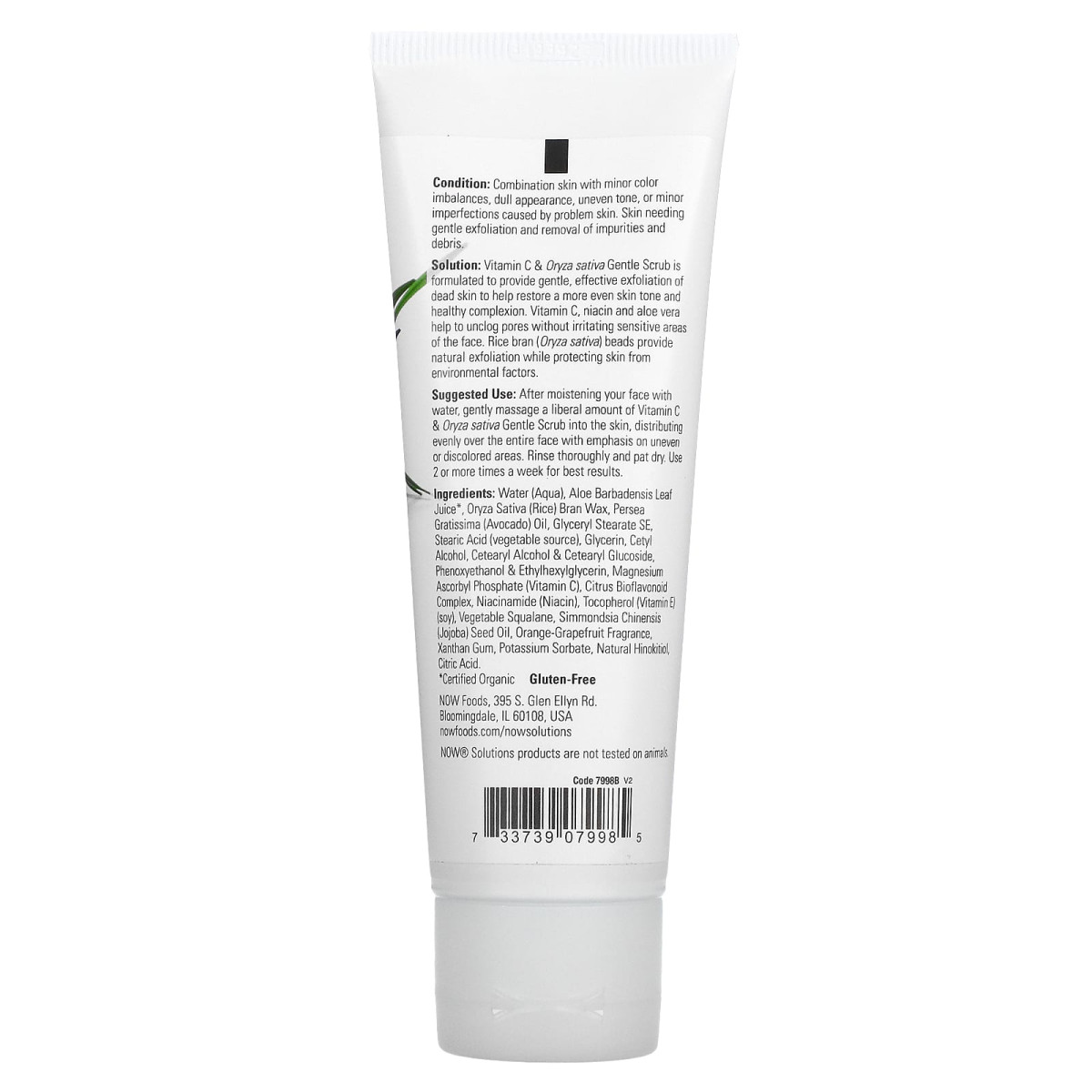 NOW Foods, Solutions, Gentle Scrub, witamina C i Oryza sativa, 118 ml