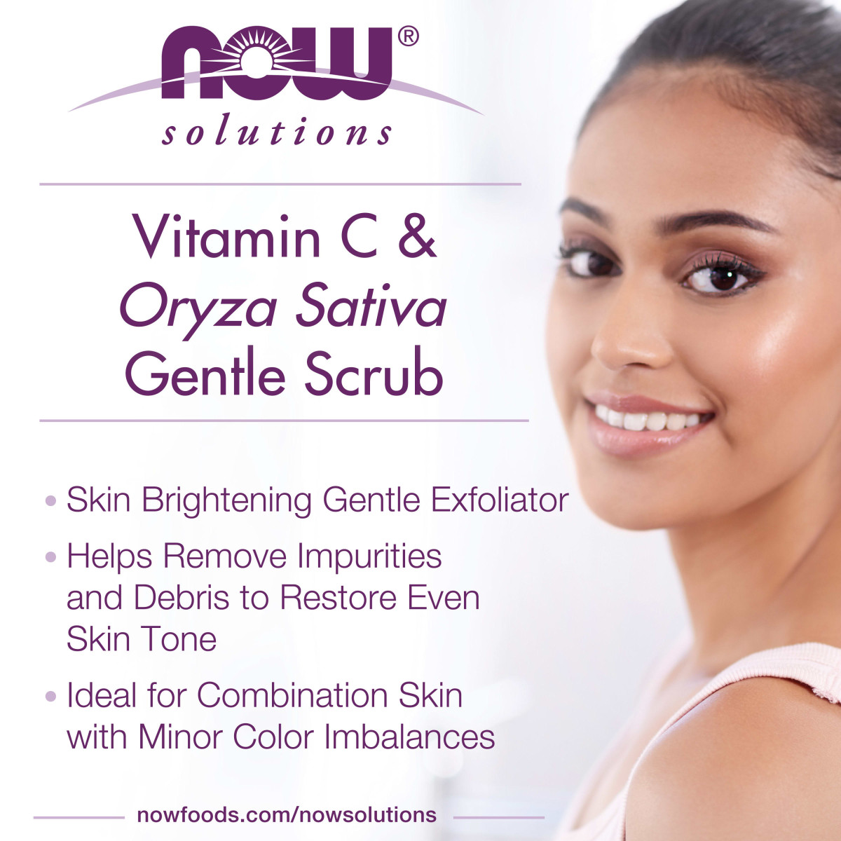 NOW Foods, Solutions, Gentle Scrub, witamina C i Oryza sativa, 118 ml