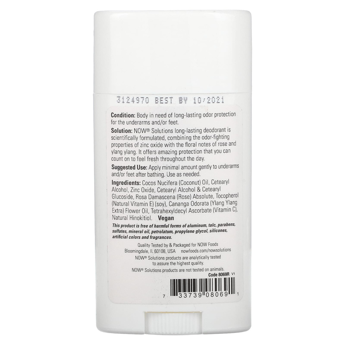 NOW Foods, Trwały dezodorant, róża + ylang-ylang, 62 g