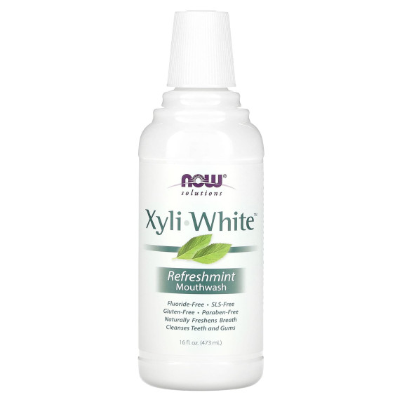 NOW Foods, Solutions, XyliWhite płyn do płukania jamy ustnej, bez fluoru, miętowy, 16 fl oz (473 ml)