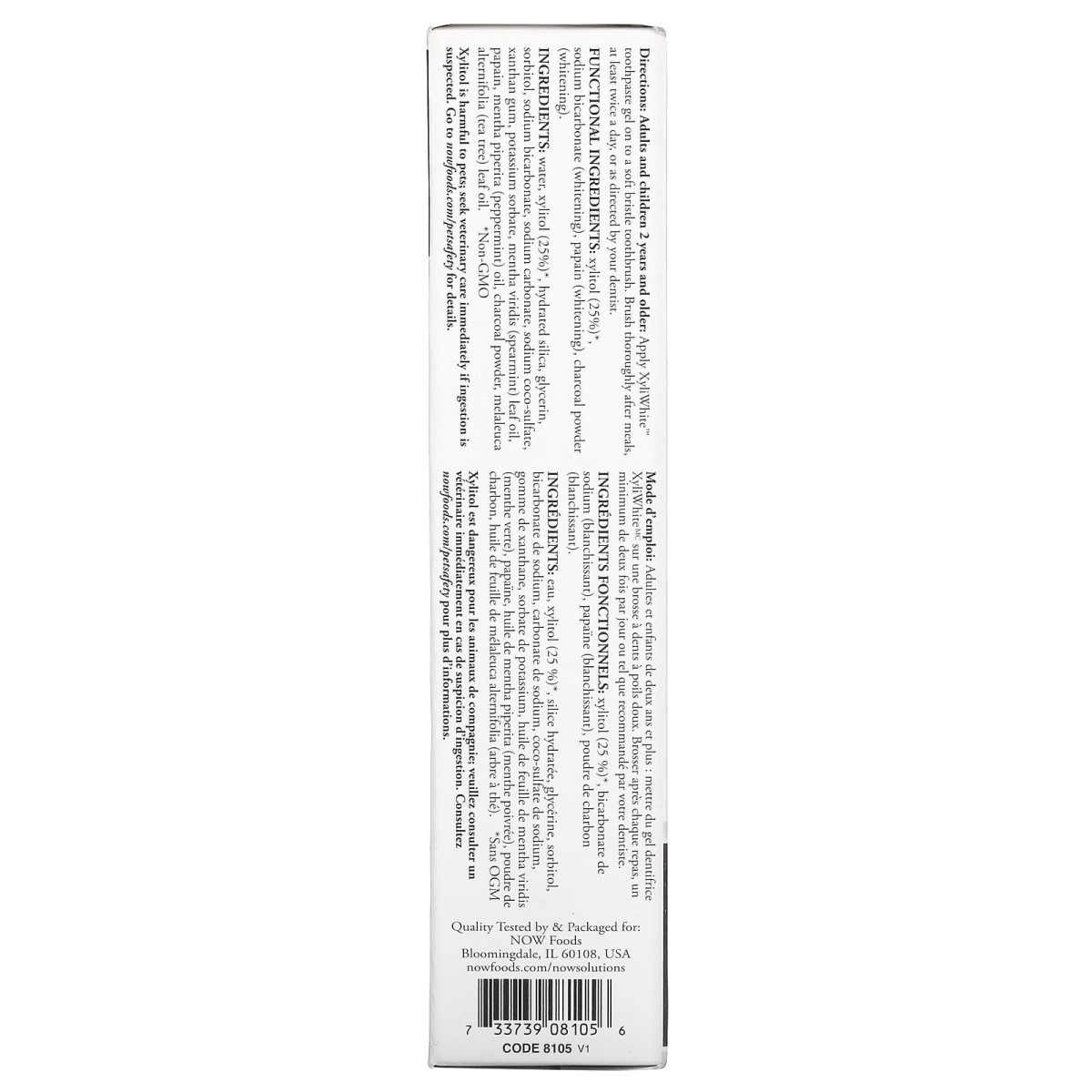 NOW Foods, Solutions, XyliWhite, Charcoal Refresh, pasta do zębów żelowa, miętowa, 181 g